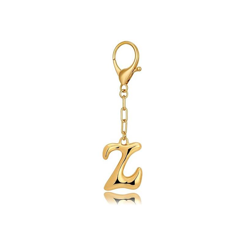

Gold Bubble Initial Keychain Letter Bag Charm for Women DIY Alphabet Purses Handbag Pendant School Backpack Gift Key Accessories
