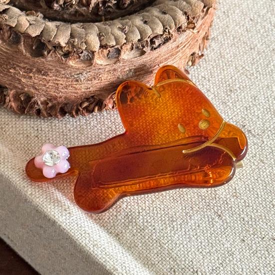Girl Hairpin Rhinestones-Encrusted Flowers Soft Cartoon Puppy Shape Acetate Plate Hair Clip Side Bang Hair Pin Hair Accessory