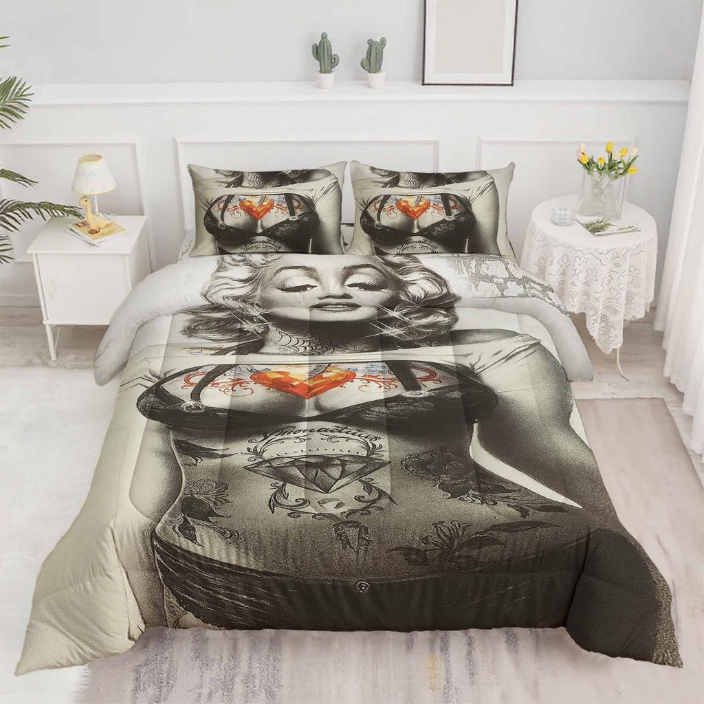Sexy Woman 2Pcs Soft Breathable Duvet Cover Set, 3D Printed Bedding Set, Womanduvet Cover Pillowcases For Girl Boy Gift Single
