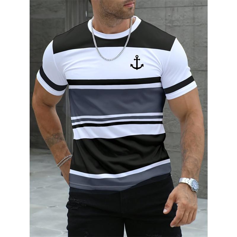 Men Summer Trendy Short  Sleeve 3D Printed T-shirts Casual Oversized Daily Wear Tees