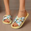 Fashion Women Fashion Lady Slippers Retro Summer Beach Open Toe Flat Shoes for Women Casual Slippers Slip On Flat Sandals Slides Women