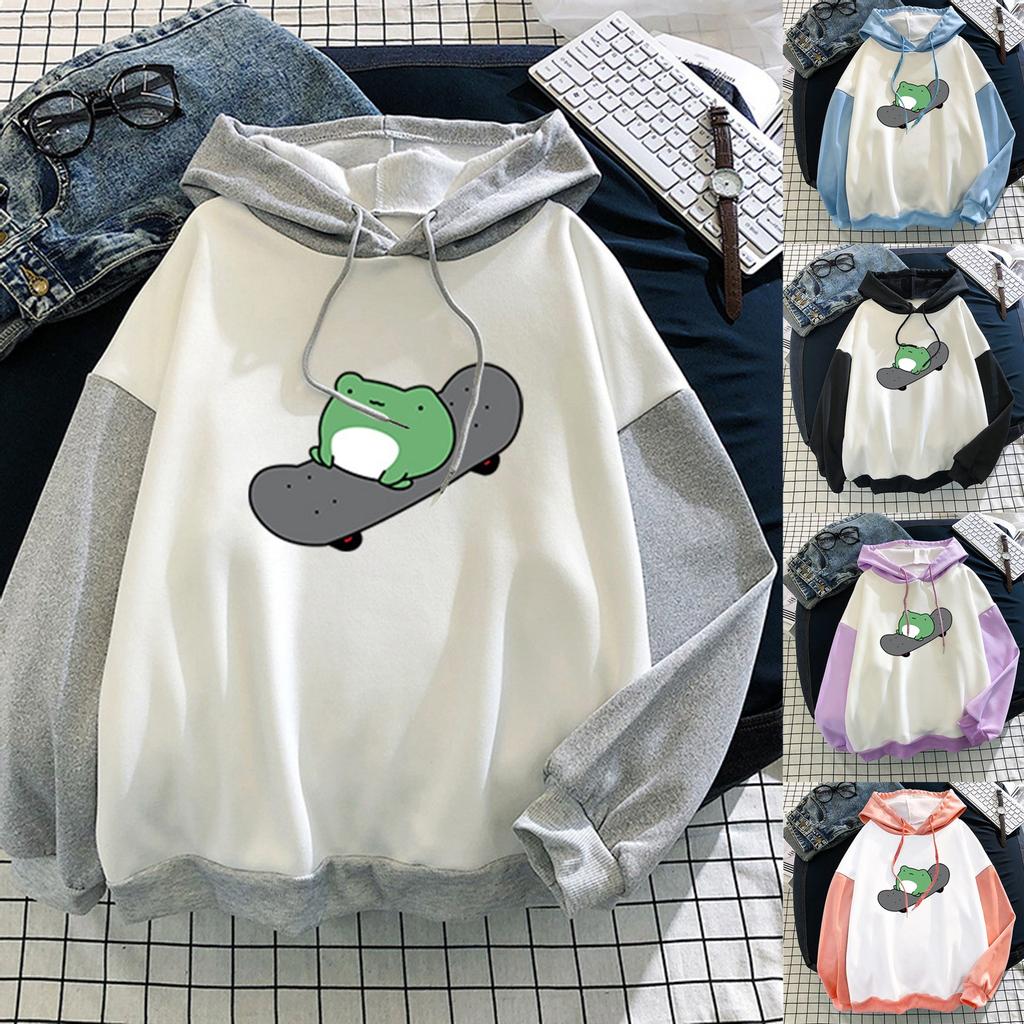 Damenmode New Stitching Cute Plus Velvet Langarm-Sweatshirt mit Kapuze