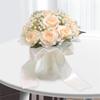 Elegant Bridal Bouquet with White Roses and Baby s Breath adorned with Pearls - Artificial Handheld Wedding Floral Arrangement