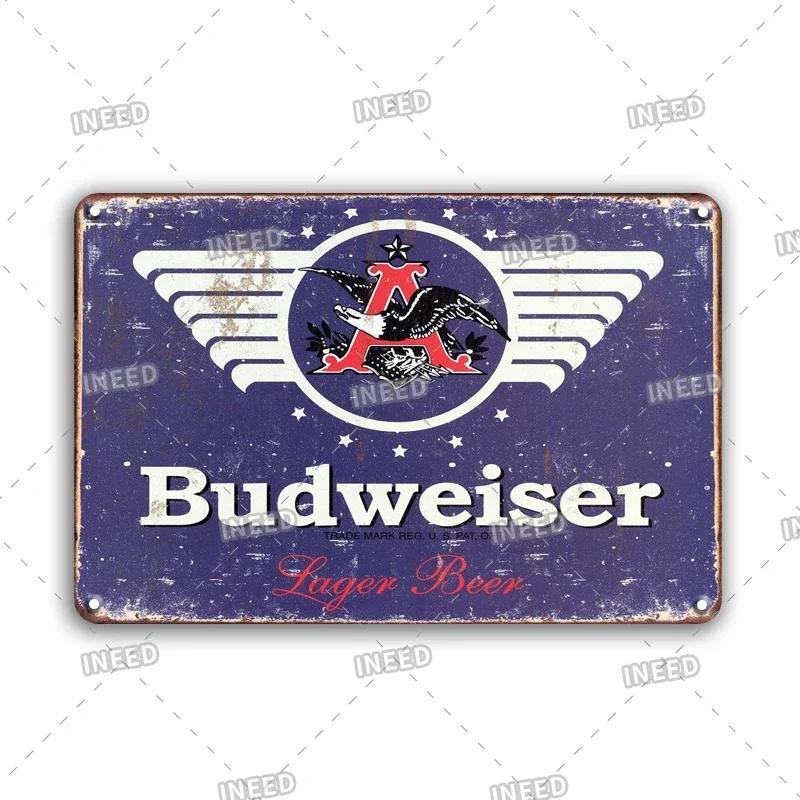 Original Budweiser Bier-Blechschild, lustige Metallplakate, Retro-Wandschild, Vintage-Schild für Bar-Club-Wanddekoration