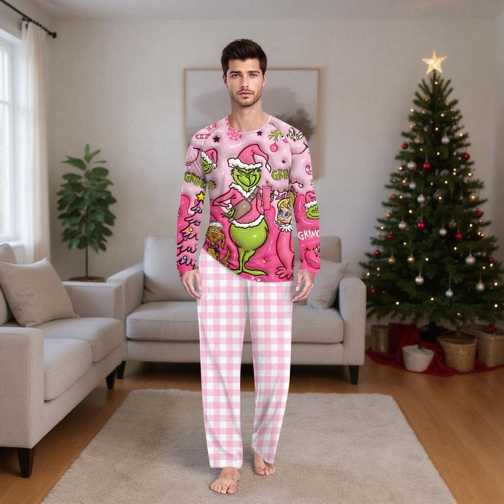 Zestaw rodzinny z długimi rękawami i spodniami w nadruki świąteczne Zestawy rodzinne