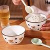 Linpan Cute Cartoon Ceramic Bowl and Spoon Set