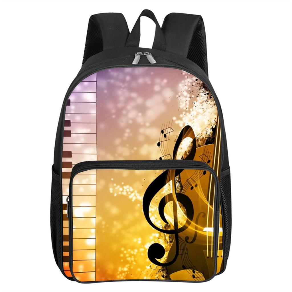 Muzieknoot Print Vierkante Voorvak Rugzak Rits Grote Capaciteit voor Jongens/Meisjes Beste Cadeau 2D Cartoon Kinderen Schooltas