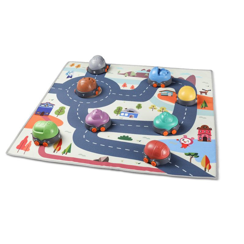 

Children S Toy Stacking Car 8-Piece Set With Tablecloth 1-3 Years Old Baby Fun Cartoon Stacking Music Board Game