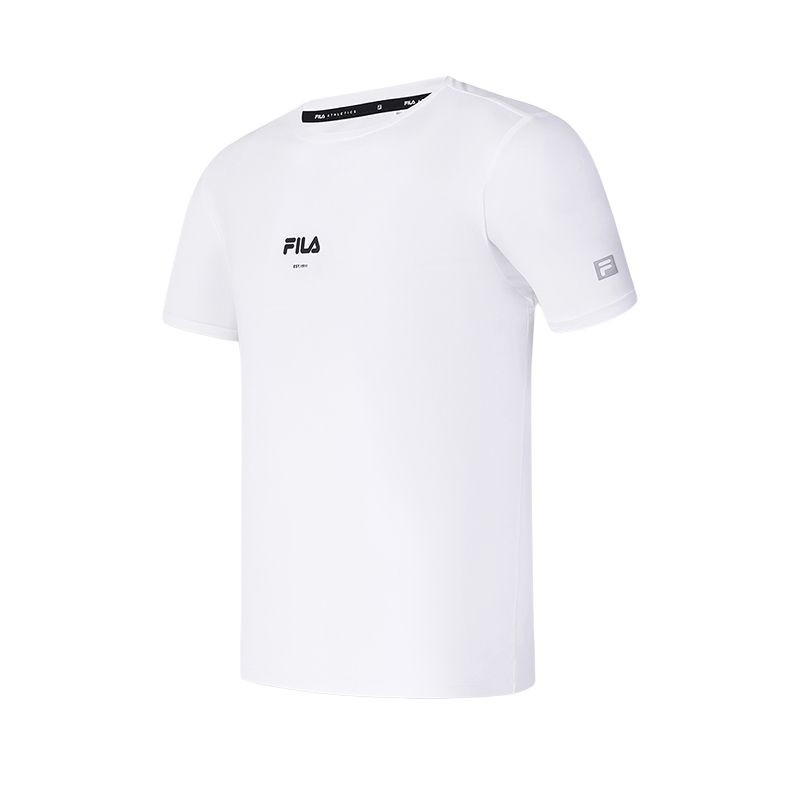 New FILA AthleticsFitness SS25 T Shirt Men's Bright White WT A11M521109F-WT