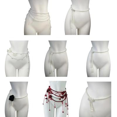 Blingbling Waist Belt Stylish Multilayer Pearls Waist Chain Belt Elaborate Chain Belly Chain for Belly Dance Waist Chain