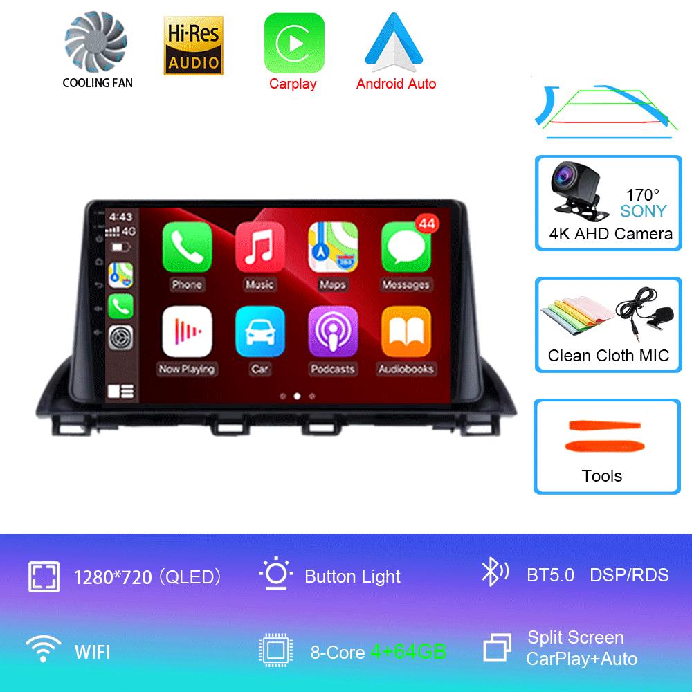 Car Radio Android 14 Carplay For Mazda 3 Axela 2013 2014 2015 2016 2017 2018 Navigation GPS Multimedia Player WiFi+4G Stereo BT