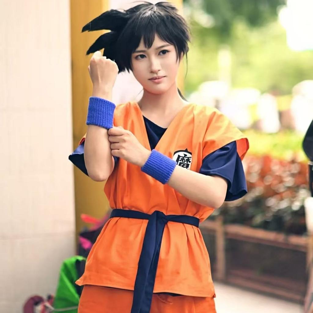 Kids Anime Son Goku Cosplay Costumes Krillin Training Clothes Superhero Outfits with Super Saiyan Wig Comic Con Party Costume