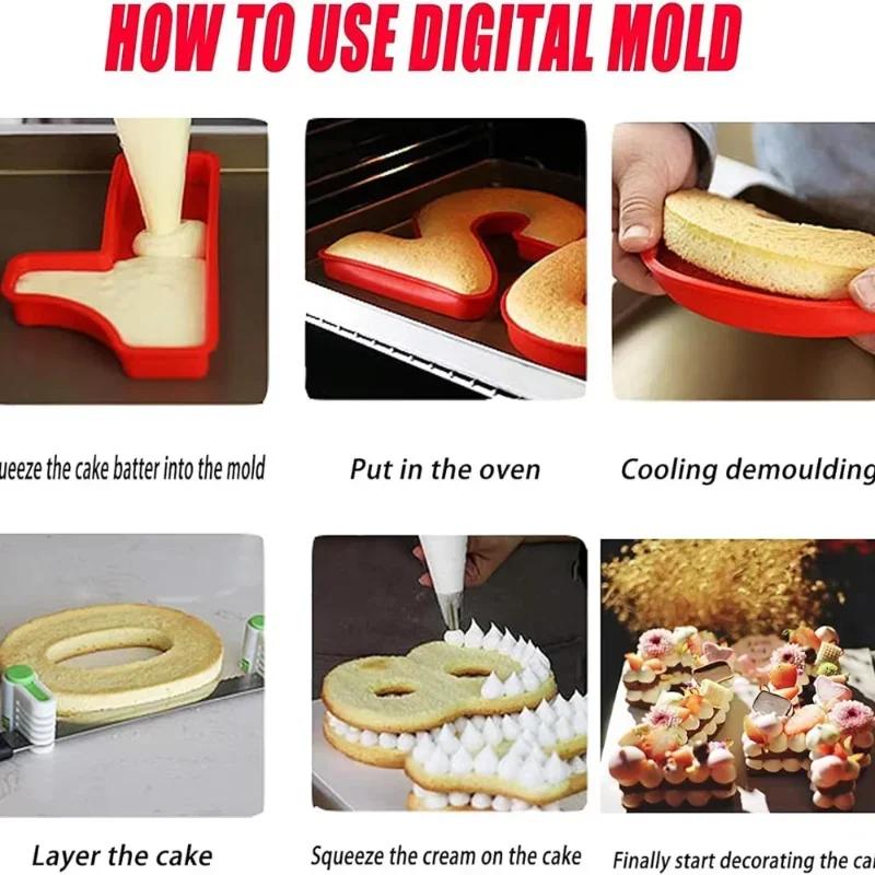 0-9 Silicone Numbers Cake Molds 10-Inch Large 3D Baking Pans DIY Chocolate Fondant Number Mould for Birthday Wedding Anniversary
