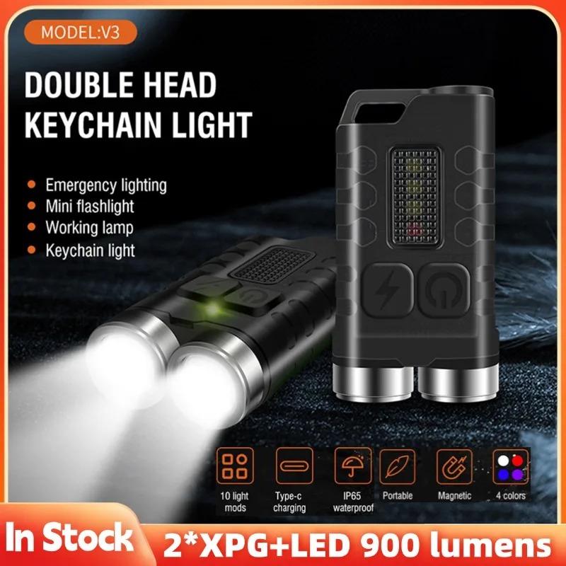 Super Bright Pocket Torch Light XPG LED Multifunctional Mini Keychain Flashlight Type-C USB Rechargeable Outdoor Camping Torch