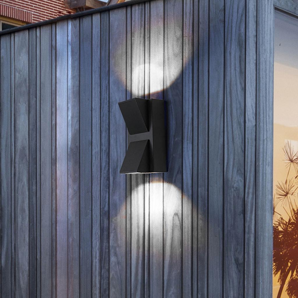 Outdoor Wall Light Plastic Housings Dual Head Exterior Wall Lamp with Up and Down Sconces 6000k White Light