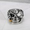 Retro Herren Gold Pfeife Totenkopfring - Klassischer europäischer und amerikanischer Stil Edelstahl