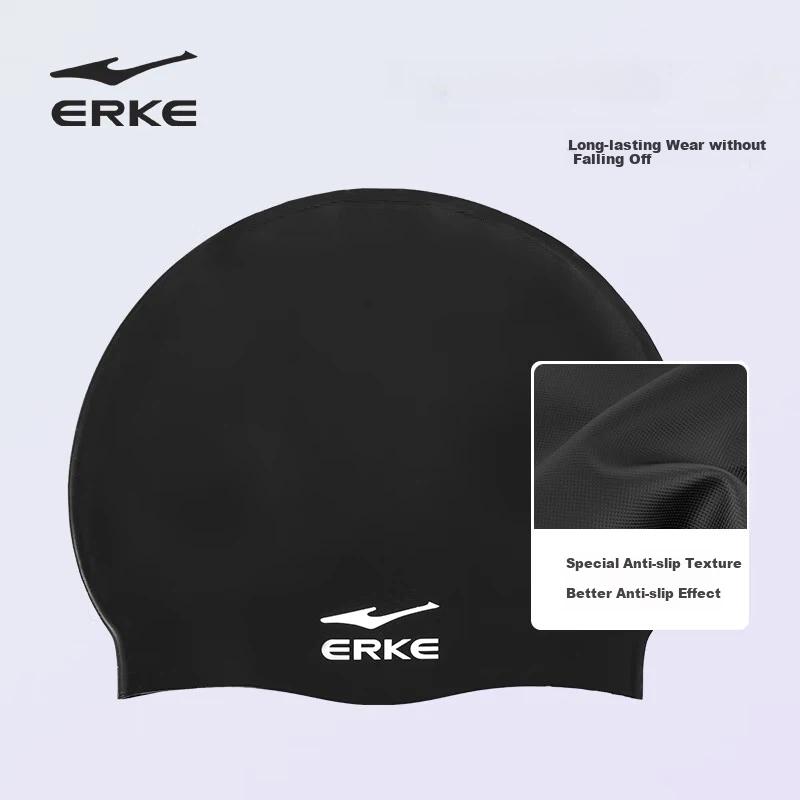 ERKE Silicone Swimming Cap, Waterproof, High Elasticity, Ear Protection, Comfortable, Long Hair Specific, White