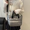 Quilted Shoulder Bag Nylon Down Padded Ladies Messenger Bag Fashion Casual Large Capacity Handbags for Winter Female Tote
