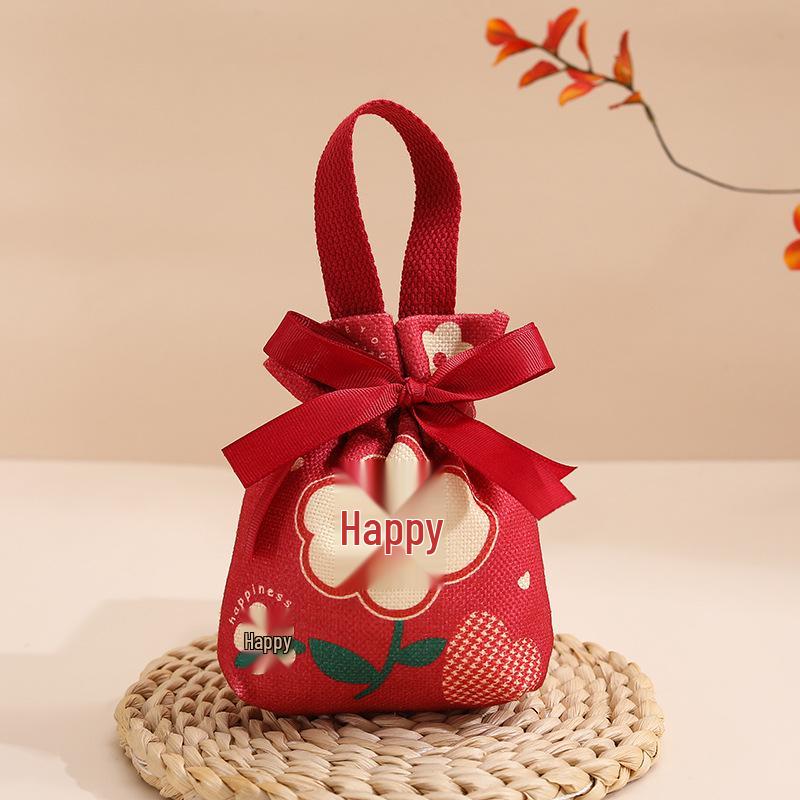 Velvet Chinese Style Wedding Candy Bag with No Folding Required