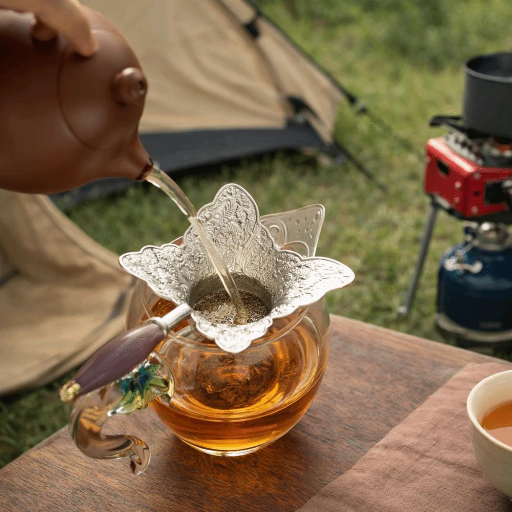 Mesh Filter Sieve Tea Drain Vintage Zinc Zinc Alloy Tea Infuser Butterfly Tea Filter Kitchen Accessories