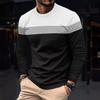 Plus Size Men's Color Block Crew Neck Long Sleeve Autumn/Winter Base Layer Pullover T-Shirt
