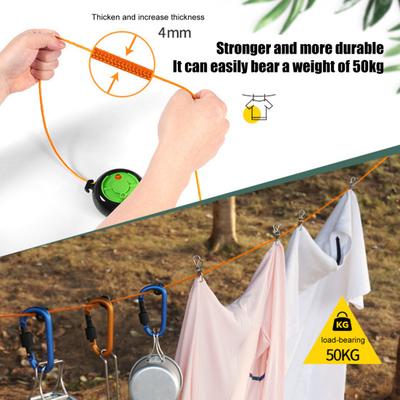 10M Tragbare Einziehbare Wäscheleine mit Schnallen und Klammern, Hochbelastbare Einziehbare Wäscheleine, Badezimmer, Waschküche, Camping, Reise, Wäschetrocknerleine