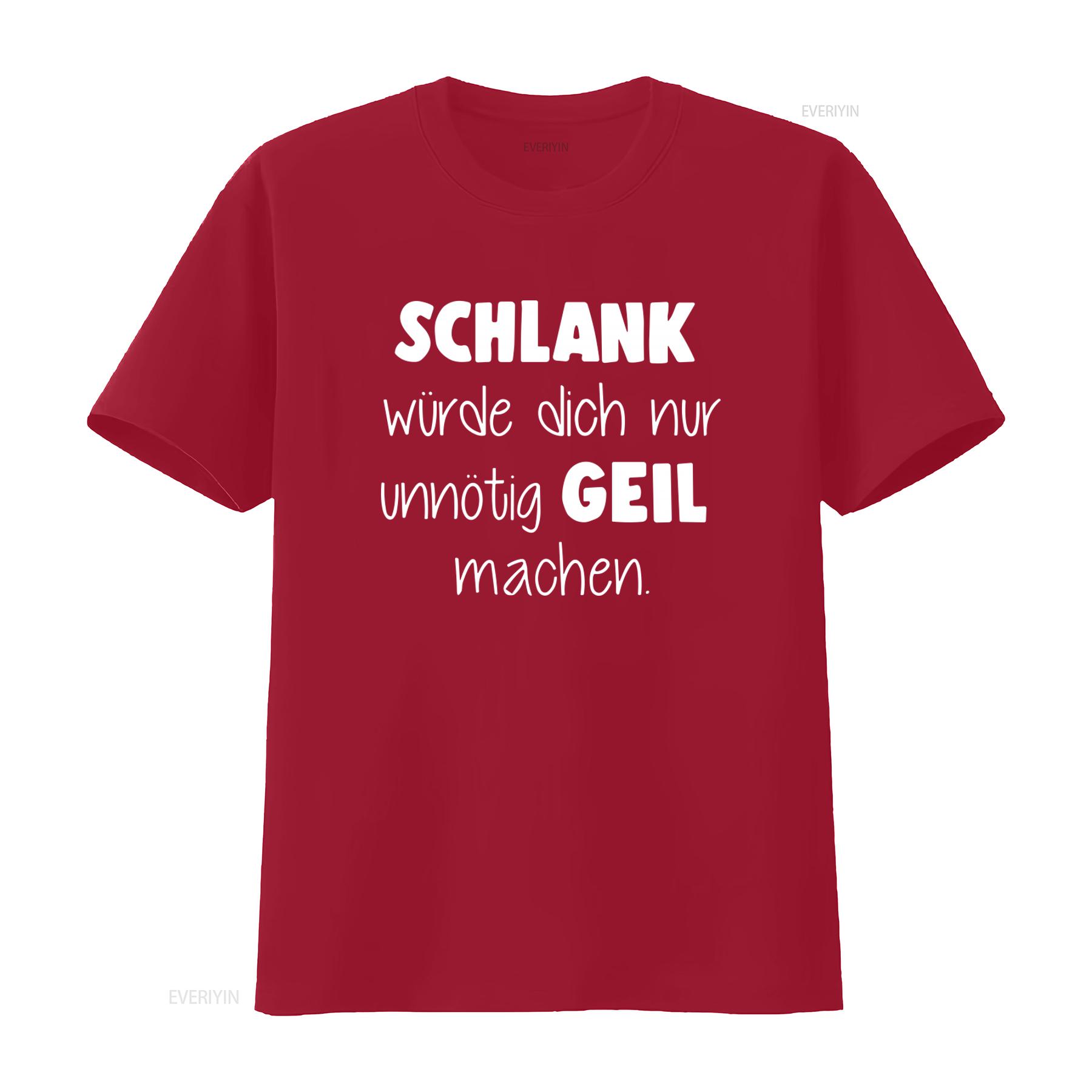 Mens Slim Fit T Shirt SCHLANK würde dich nur unnötig GEIL machen Fun Moonworks vintage Washed Unisex Stretched homme Versatile S