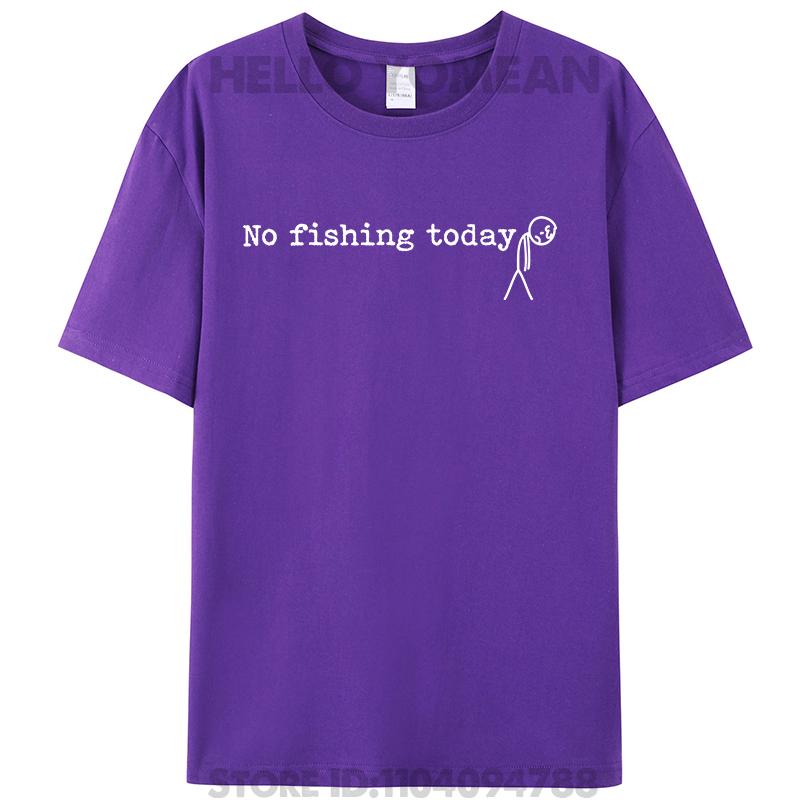 Heute kein Angeln Lustiger Trauriger Strichmännchen Angelwitz Damen Herren 100% Baumwoll-T-Shirt Kleidung Rundhals Freizeit-Tops