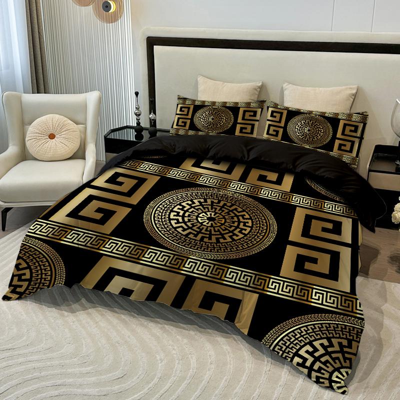 3 piezas Funda Nórdica Estilo Europeo Juego de Cama Confortable 1 Funda Nórdica 2 Fundas de Almohada Impresión Digital Cuatro Estaciones Decoración del Hogar