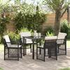 5-piece Garden Dining Set with Cushions Black Poly Rattan 3380617