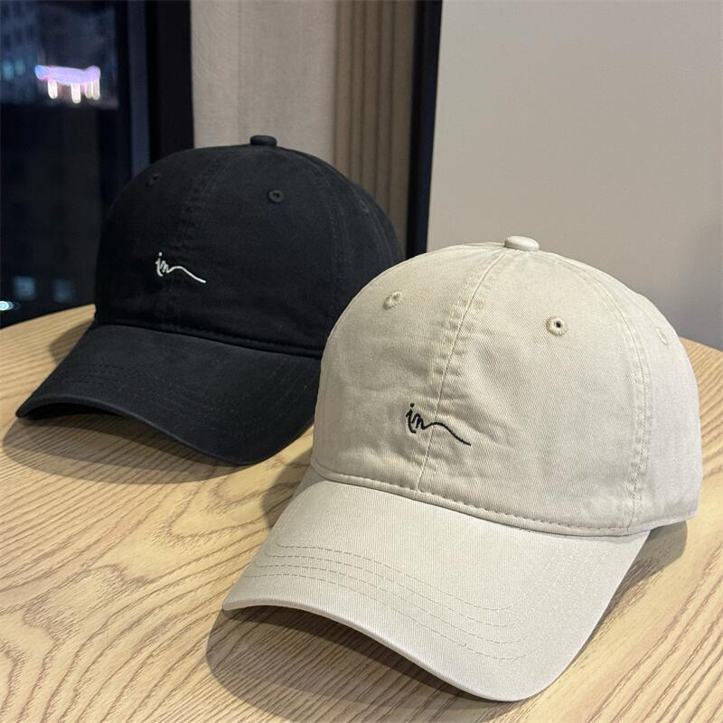 New product simple letter embroidery baseball cap men's and women's pure cotton breathable and versatile face small sunshade cap