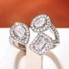 Opening adjustable ring, geometric water drop square ring, light luxury design Internet celebrity style