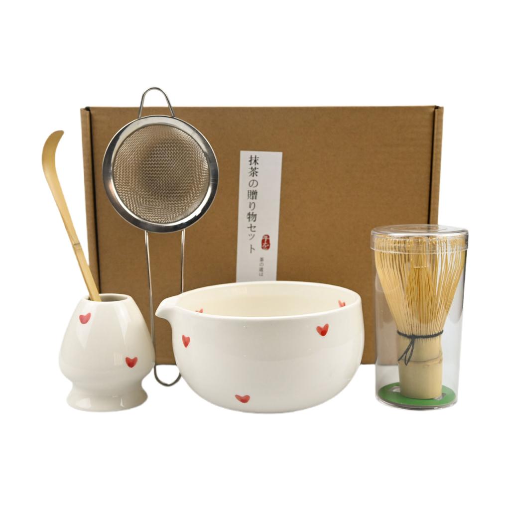 2/5/6PCS sets of heart-shaped matcha bowls and matchaed mixers, Japanese fresh matcha tool sets and matchas bowls