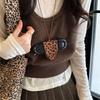 Leopard Print Velvet Hanging Neck Magnetic Sunglasses Clip Long Necklace Female Travel Portable Storage Lanyard Sweater Chain