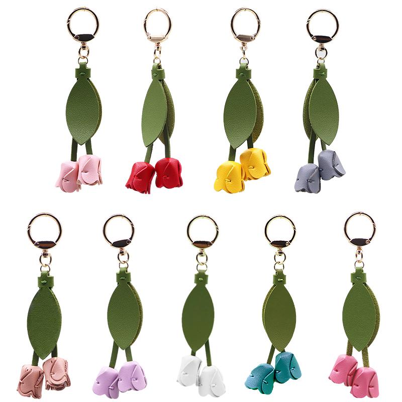 1PC Bag Pendants Fashion Floral Shape Clothing Accessories Keychains Bag Charms Tulip Shape High-End Multicolor