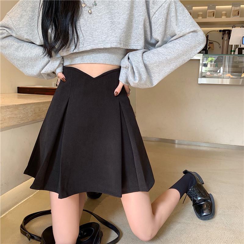

Women s Plus Size Black Irregular High Waist A-line Midi Skirt - Slimming JK Style for Spring/Summer XS (70-85 lbs) чёрный