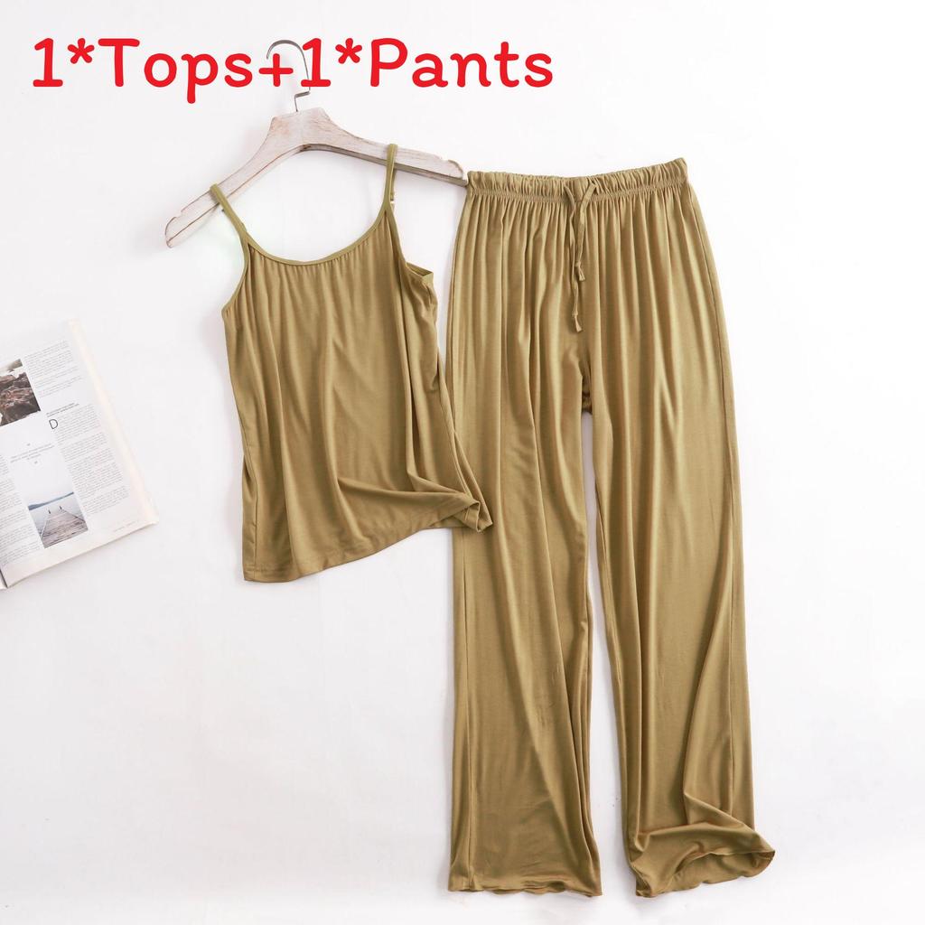 Modal Sleepwear Set For Women With Loose Fit Ruffle Pants Breathable Loungewear For Home Use