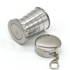 1Pc 75ML Stainless Steel Folding Cup Keychain Stainless Steel Folding Retractable Cup Teacups Teaware Folding Glass