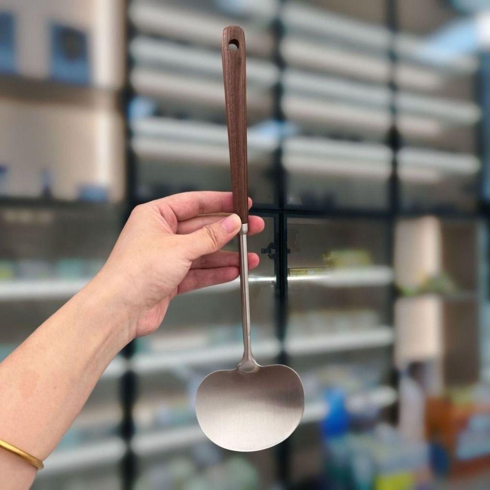 Stainless Steel Cooking Spatula Wood Handle Cooking Spoon New Kitchen Stir Fry Spoon  Kitchen Tools