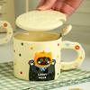 High-Value Cat Ceramic With Lid Household Coffee Couple Cup Practical Souvenir Water Cup