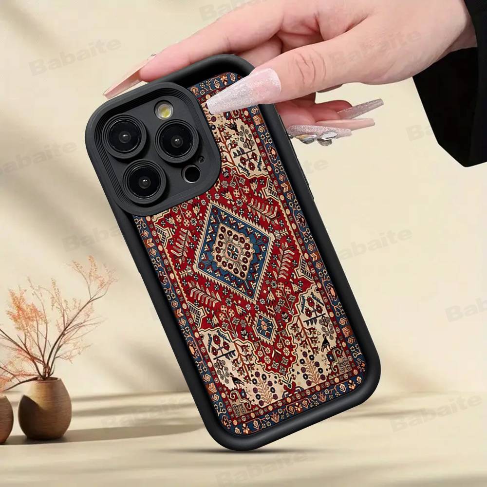 Persian Carpet Floral Art Phone Case For IPhone 17 16 15 14 Plus 13 12 11 Pro Max Air Soft Silicone Cover
