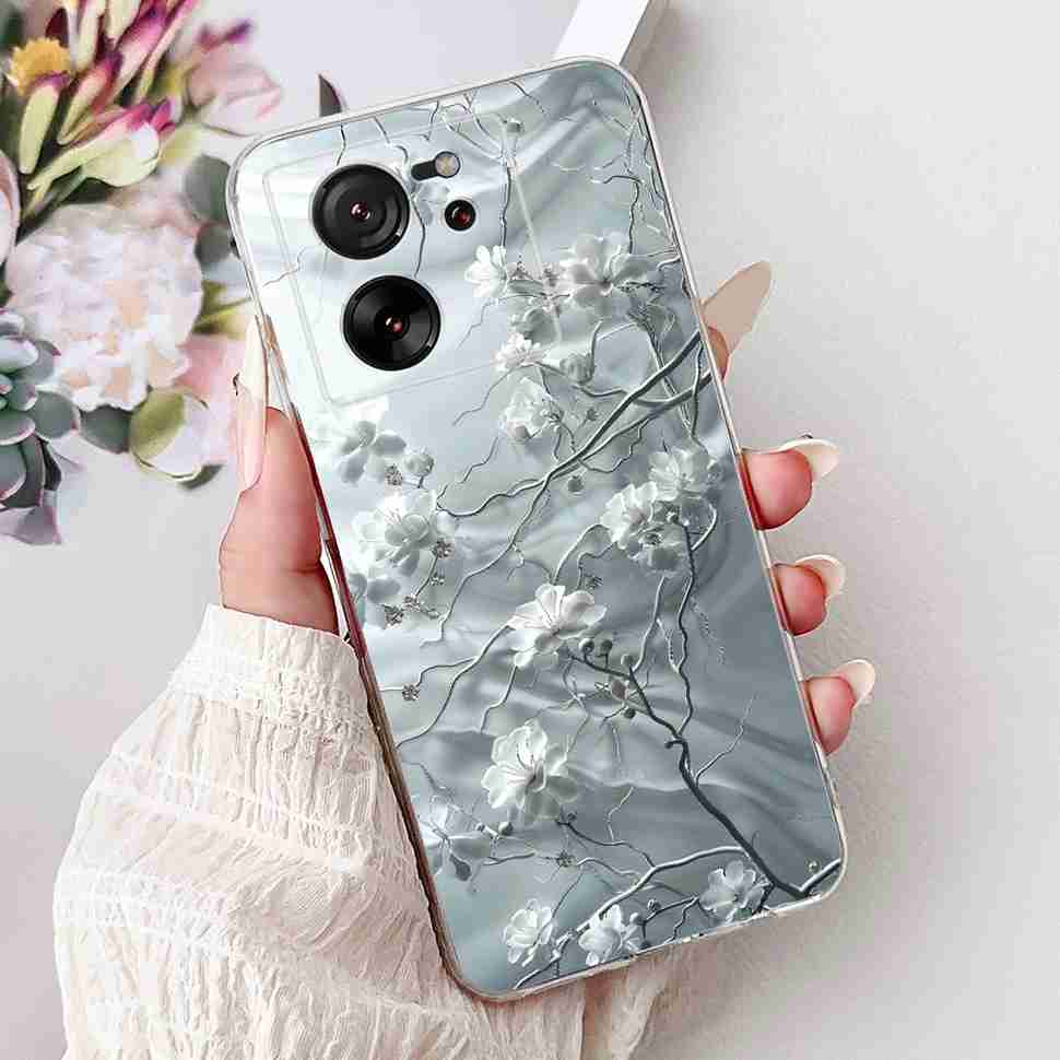 For Xiaomi Mi 13T 5G 6.67" Case Cartoon Bear Soft Silicone TPU Cover For Xiaomi Mi13T 5G 2306EPN60G 6.67" Colorful Flowers Shell