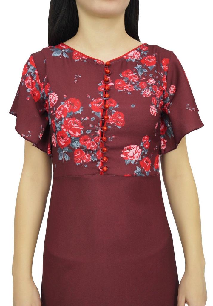 Bimba Women's Sleeve Black Floral Maxi Dress Georgette Summer Wear-14