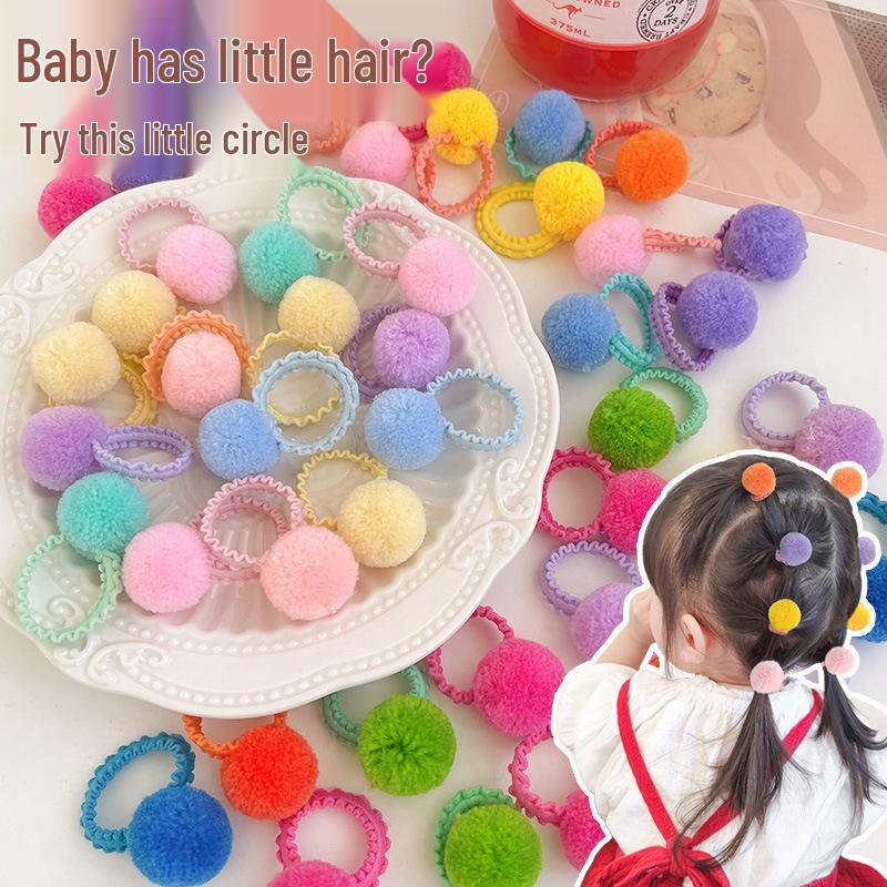 Girls' Cute Lace Pompom Hair Ties: Damage-Free Ponytail Accessories