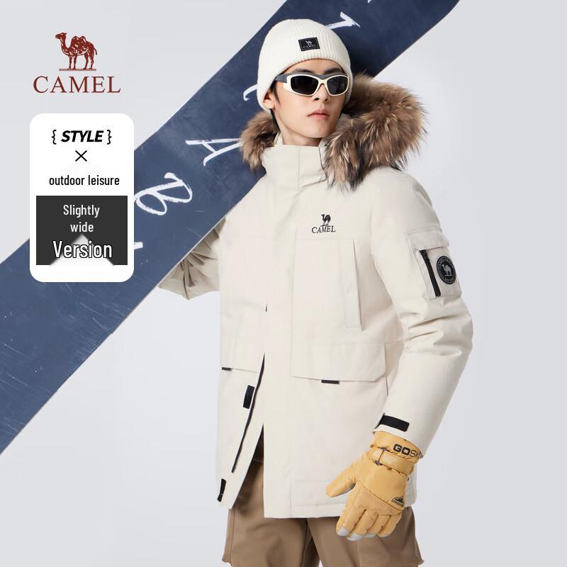 CAMEL Men s Winter Thickened Down Jacket with Detachable Fur Collar XXL