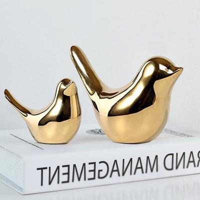 Keramik Goldene Segensvögel Figur für Heimdekoration | Keramikfiguren - (2-teiliges Set, Golden)