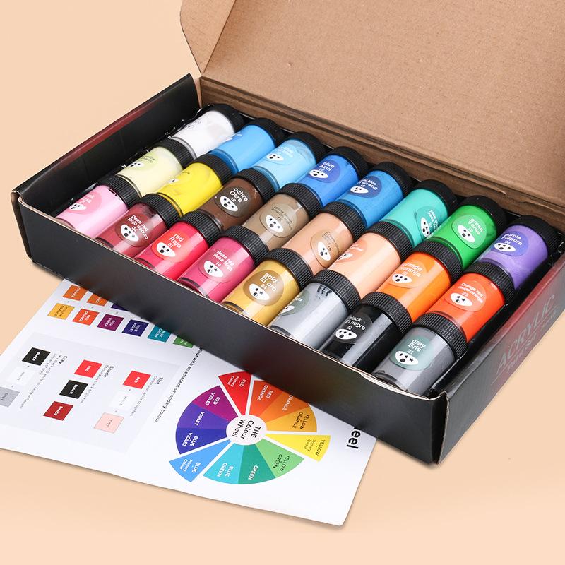 Acrylic Paint Set With6 Brushes,24 Colors (25ml) Craft Paints for Artists Kids Canvas Ceramic Wood Rock Painting Art Supplies