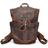 Men'S Leather Backpack Crazy Horse Leather Men'S Backpack Flip Strap Backpack Student School Bag