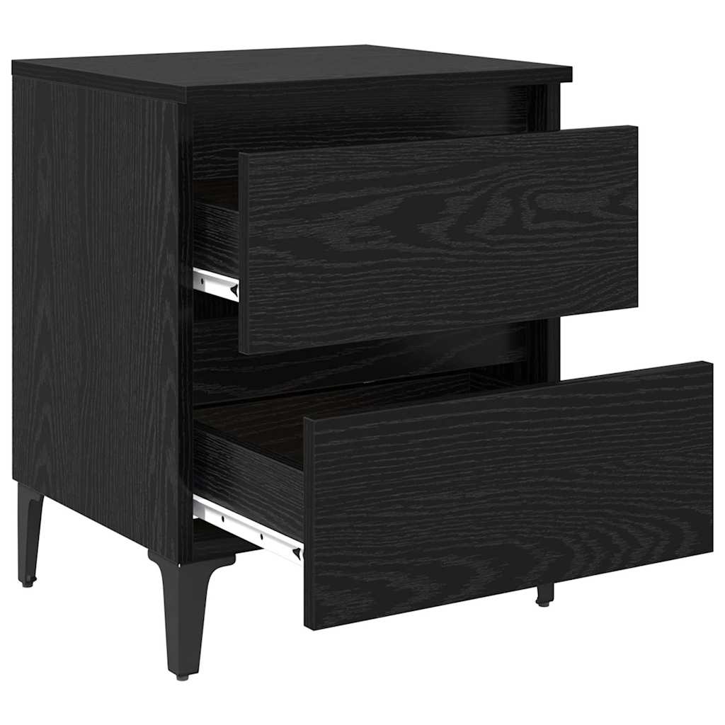 Nightstand 2 Pcs Black Oak Effect 40 X 35 X 50 Cm