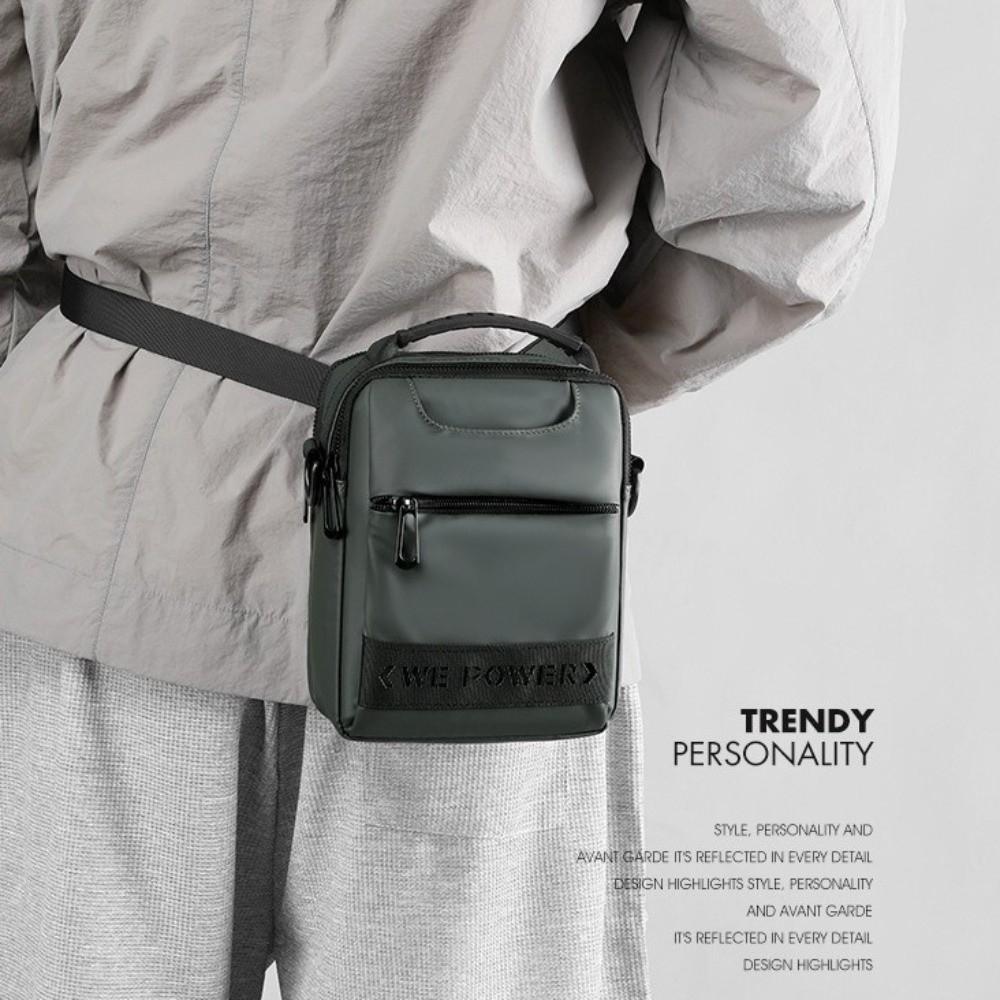 Casual Men Crossbody Bag Large Capacity Nylon Wearable Belt Hanging Bag Multi-Pockets Multi-functional Small Shoulder Bag Travel